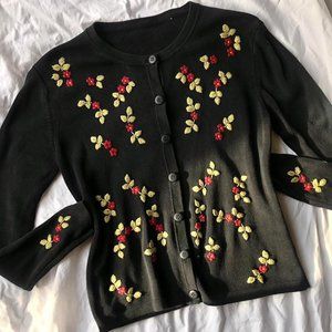 dainty floral hand embroidered cardigan